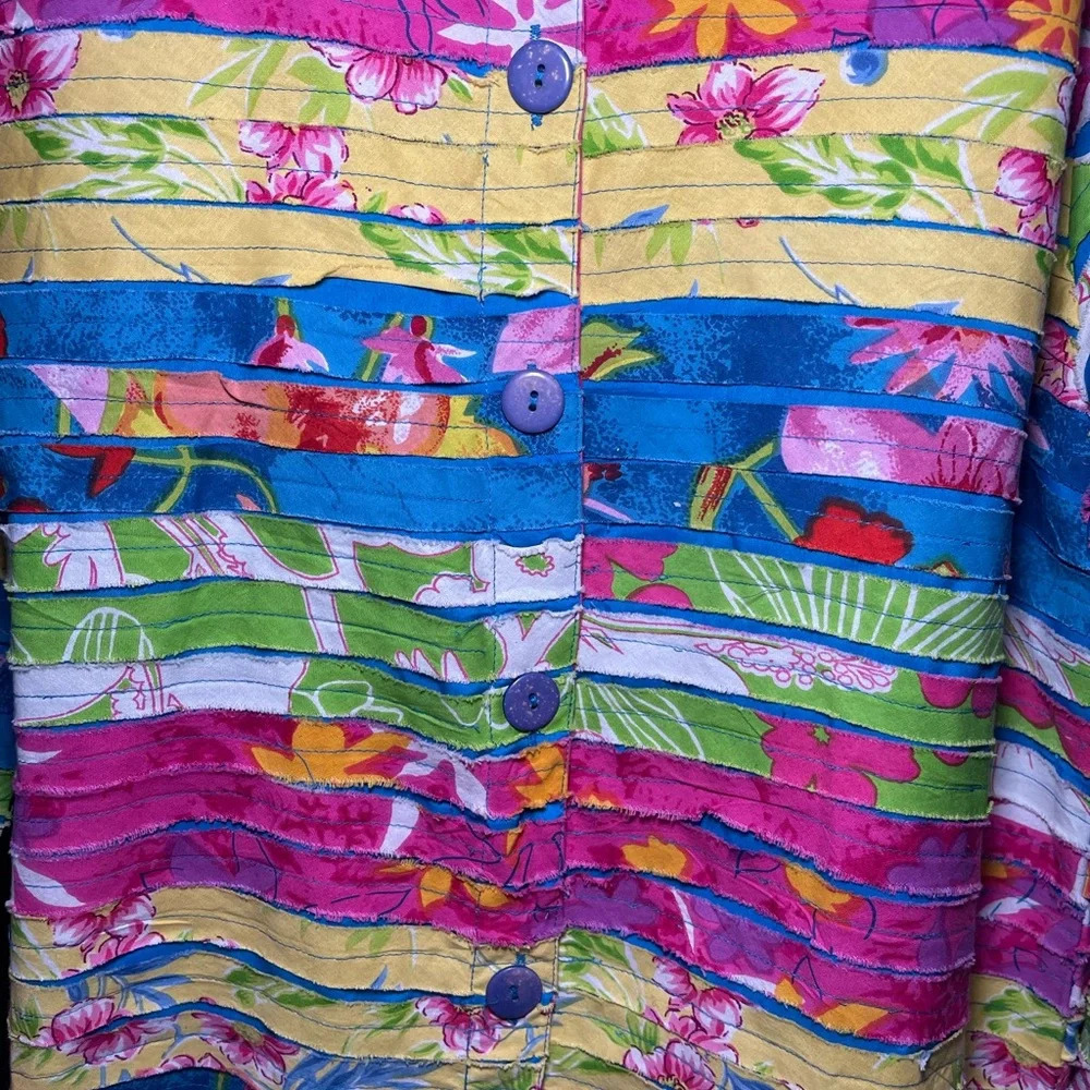Keren Hart Vintage Rainbow Light Buttoned Multicolor Cotton Jacket Women’s Large - Picture 5 of 9